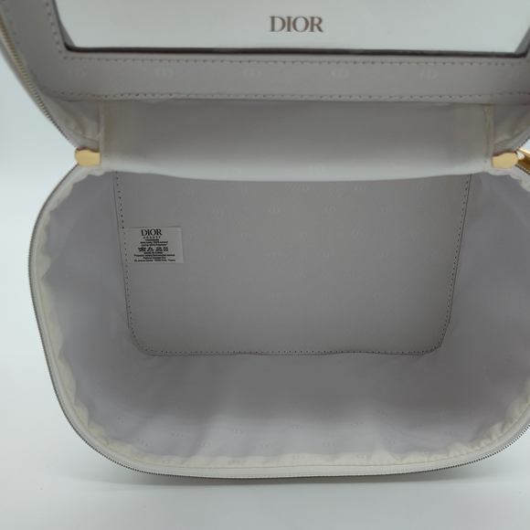 DIOR Platinum Vanity Case Makeup Train Case Mirror White Gold Logo - Picture 4 of 7